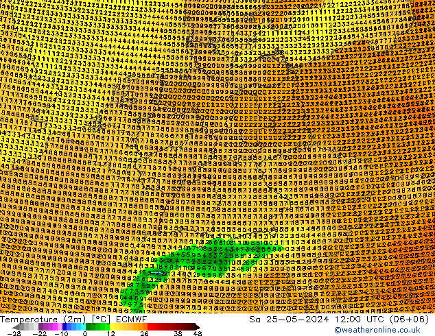 Temperaturkarte (2m) ECMWF Sa 25.05.2024 12 UTC