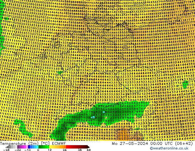 Temperatura (2m) ECMWF lun 27.05.2024 00 UTC