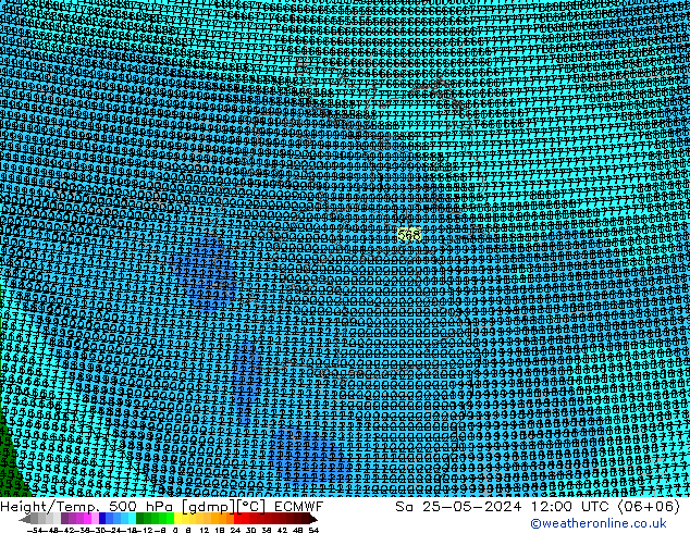 Height/Temp. 500 hPa ECMWF sab 25.05.2024 12 UTC