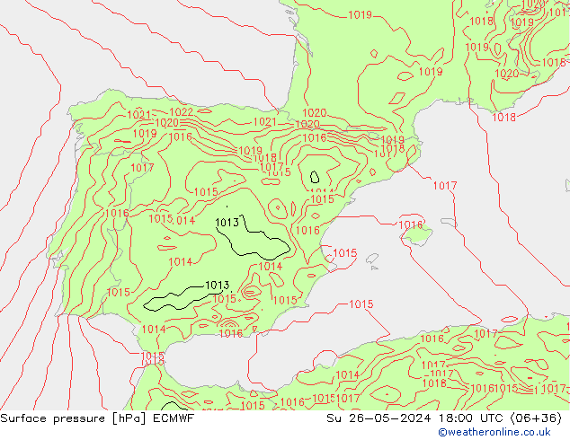 Surface pressure ECMWF Su 26.05.2024 18 UTC