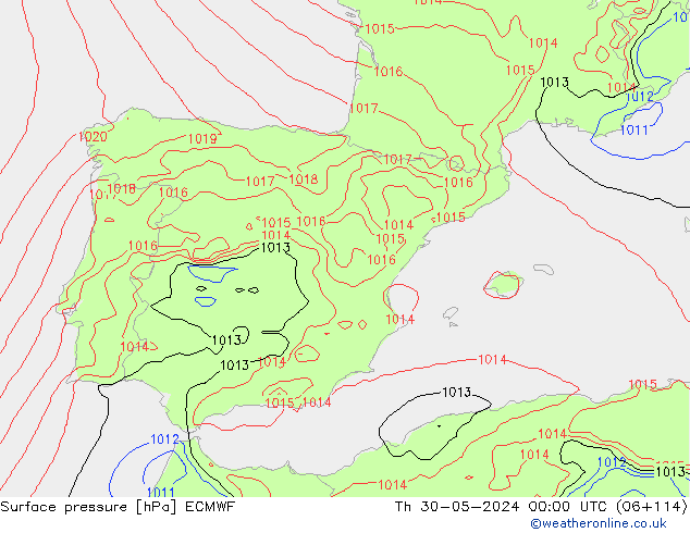 Yer basıncı ECMWF Per 30.05.2024 00 UTC