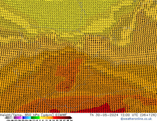 Yükseklik/Sıc. 850 hPa ECMWF Per 30.05.2024 12 UTC