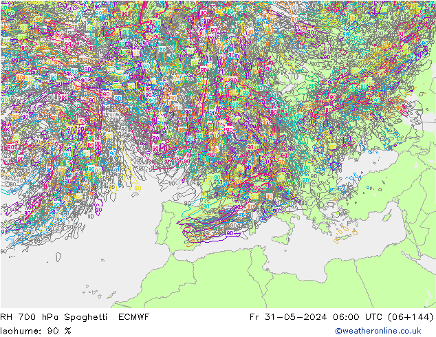 RH 700 hPa Spaghetti ECMWF pt. 31.05.2024 06 UTC