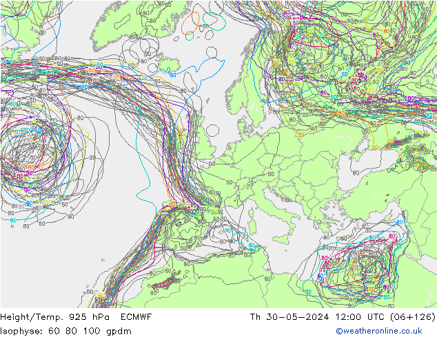 Height/Temp. 925 hPa ECMWF  30.05.2024 12 UTC