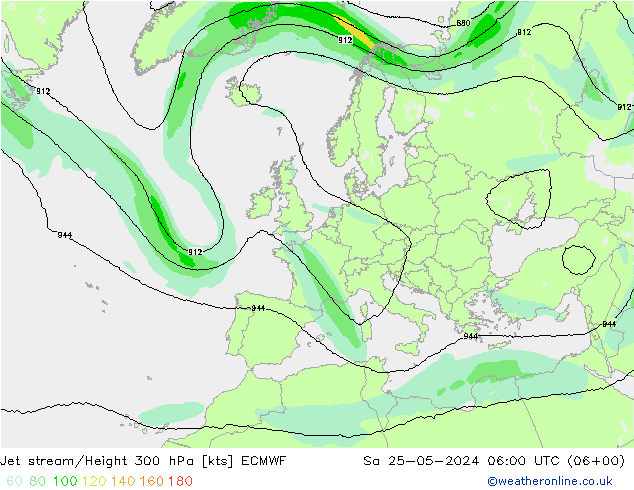 Corrente a getto ECMWF sab 25.05.2024 06 UTC