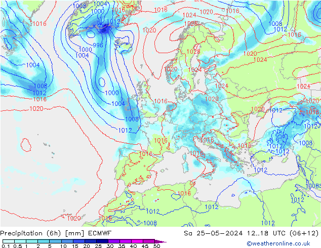 Précipitation (6h) ECMWF sam 25.05.2024 18 UTC