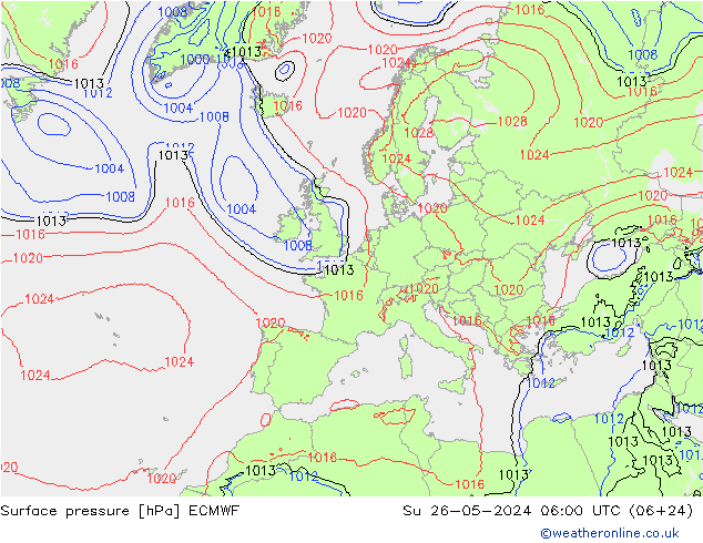 Surface pressure ECMWF Su 26.05.2024 06 UTC