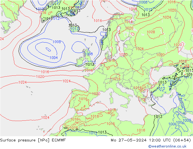 ciśnienie ECMWF pon. 27.05.2024 12 UTC