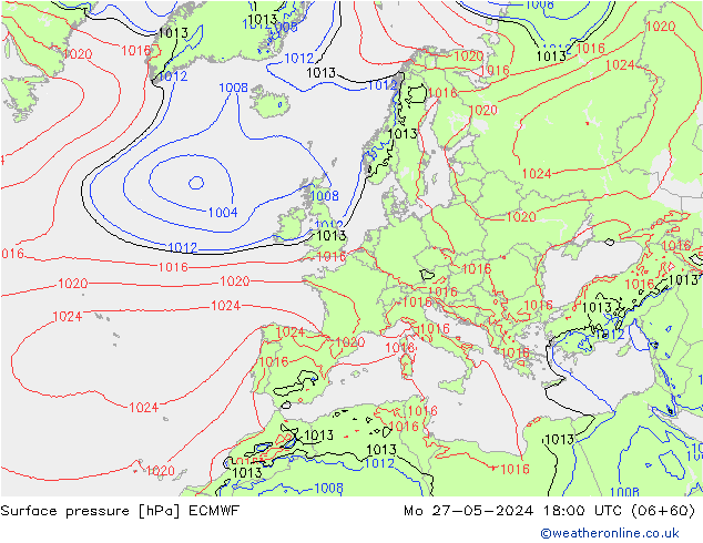 Bodendruck ECMWF Mo 27.05.2024 18 UTC