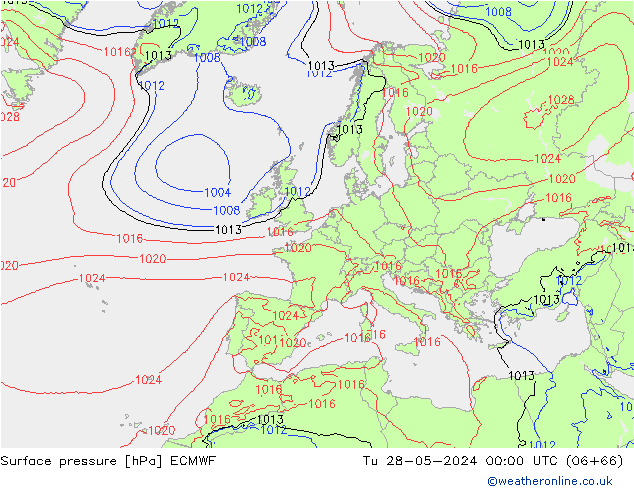 ciśnienie ECMWF wto. 28.05.2024 00 UTC