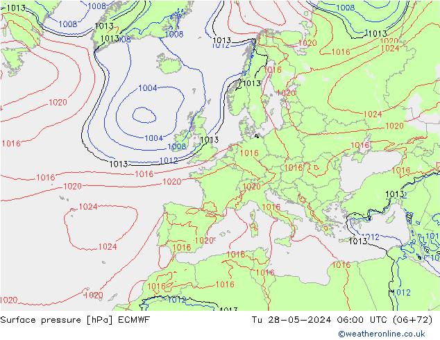 Surface pressure ECMWF Tu 28.05.2024 06 UTC