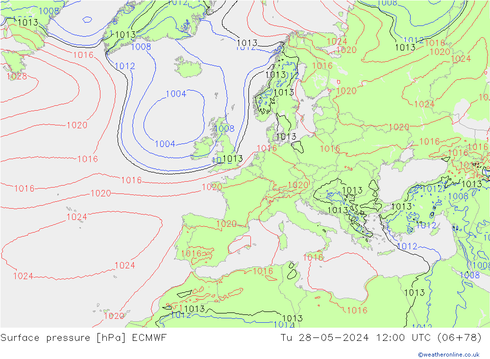 Luchtdruk (Grond) ECMWF di 28.05.2024 12 UTC