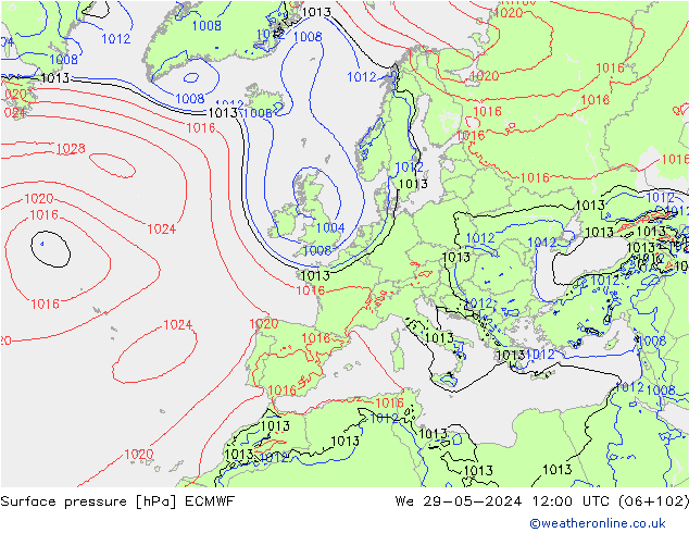 pression de l'air ECMWF mer 29.05.2024 12 UTC