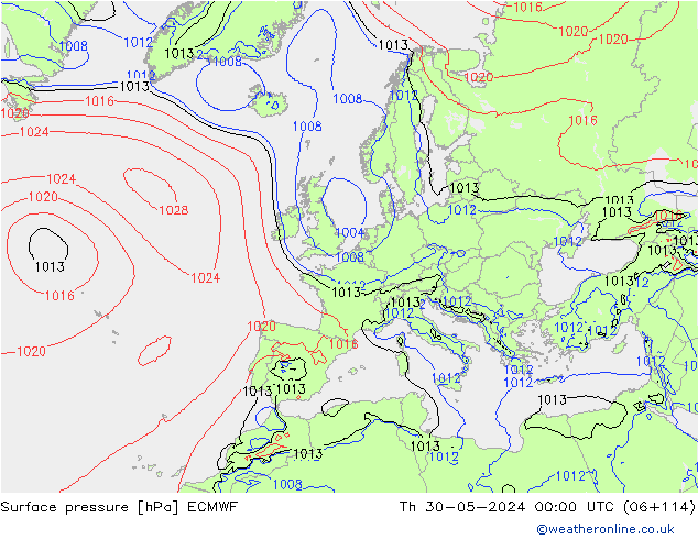 pression de l'air ECMWF jeu 30.05.2024 00 UTC