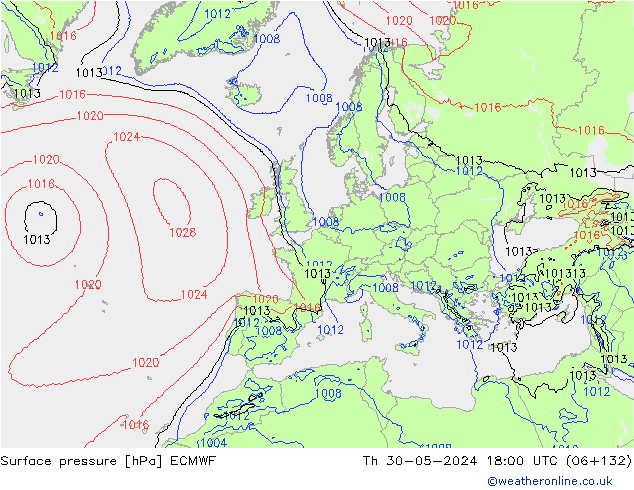 Bodendruck ECMWF Do 30.05.2024 18 UTC