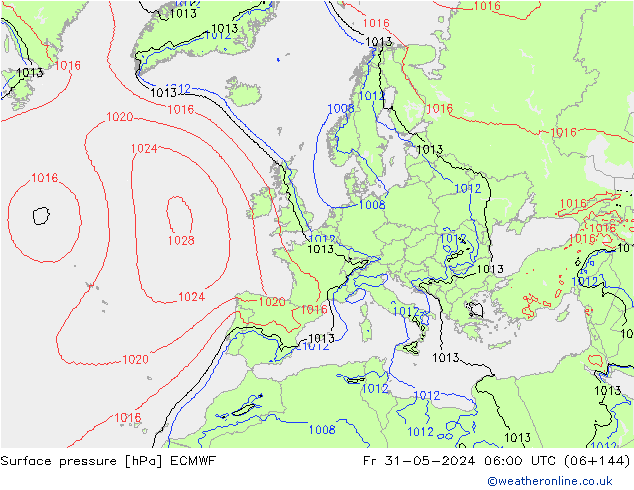 Atmosférický tlak ECMWF Pá 31.05.2024 06 UTC