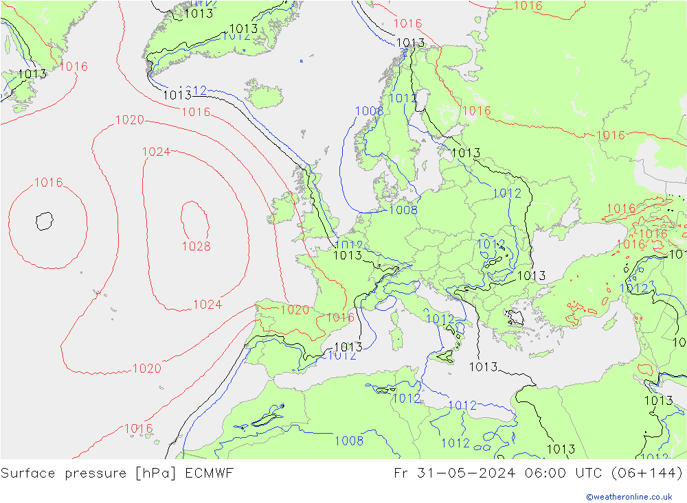 Luchtdruk (Grond) ECMWF vr 31.05.2024 06 UTC