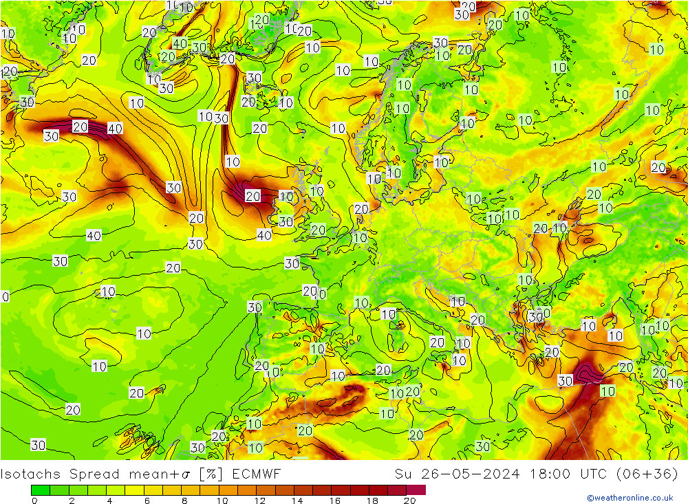 Isotachs Spread ECMWF Su 26.05.2024 18 UTC