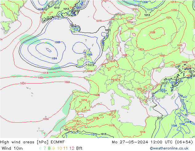 Windvelden ECMWF ma 27.05.2024 12 UTC