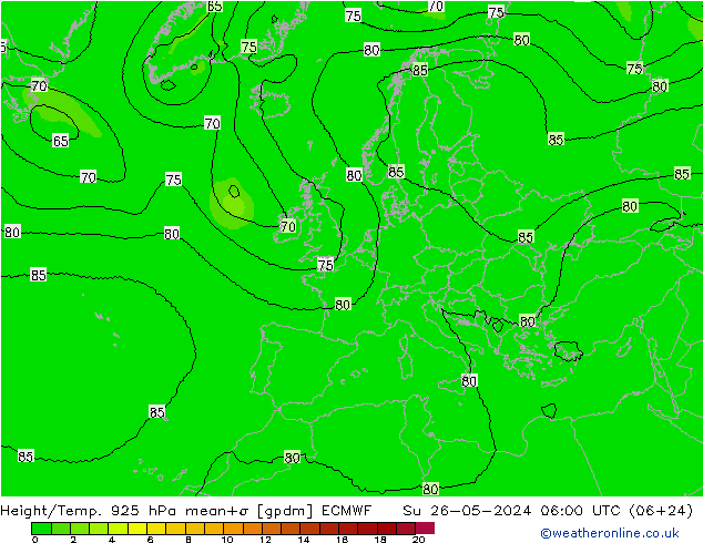 Height/Temp. 925 hPa ECMWF dom 26.05.2024 06 UTC