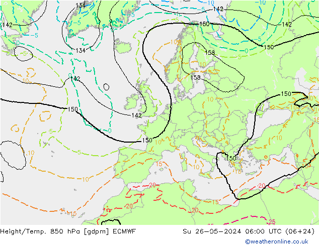 Height/Temp. 850 hPa ECMWF nie. 26.05.2024 06 UTC