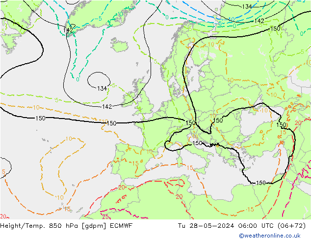 Height/Temp. 850 hPa ECMWF wto. 28.05.2024 06 UTC