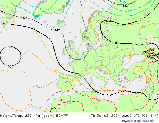 Height/Temp. 850 hPa ECMWF Th 30.05.2024 00 UTC