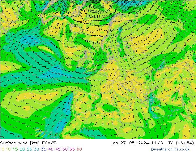 Bodenwind ECMWF Mo 27.05.2024 12 UTC