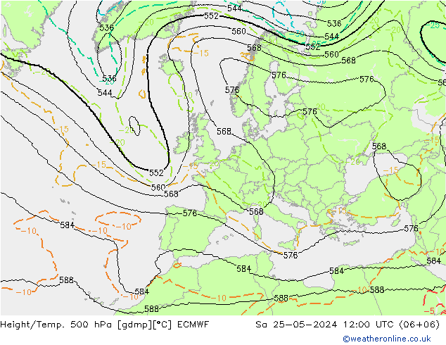 Géop./Temp. 500 hPa ECMWF sam 25.05.2024 12 UTC