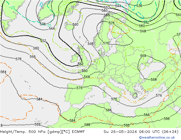 Height/Temp. 500 hPa ECMWF Ne 26.05.2024 06 UTC