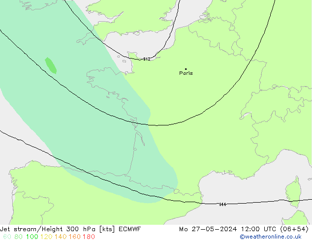 Jet stream/Height 300 hPa ECMWF Mo 27.05.2024 12 UTC