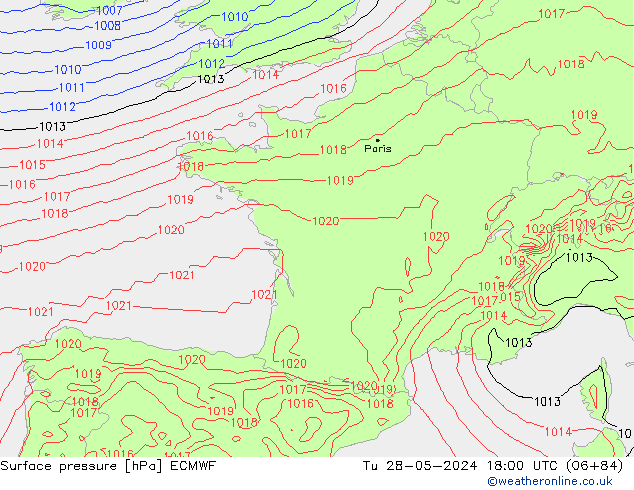 ciśnienie ECMWF wto. 28.05.2024 18 UTC