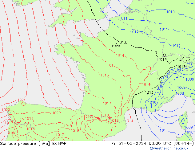 Surface pressure ECMWF Fr 31.05.2024 06 UTC