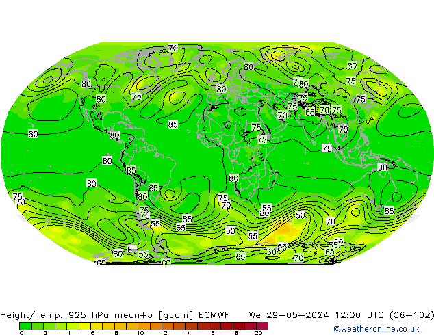 Yükseklik/Sıc. 925 hPa ECMWF Çar 29.05.2024 12 UTC