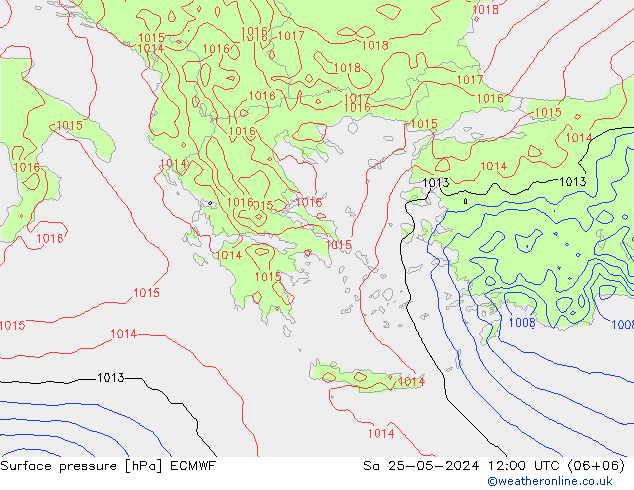 Surface pressure ECMWF Sa 25.05.2024 12 UTC