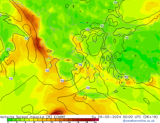 Isotachs Spread ECMWF Su 26.05.2024 00 UTC