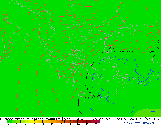 Surface pressure Spread ECMWF Mo 27.05.2024 00 UTC