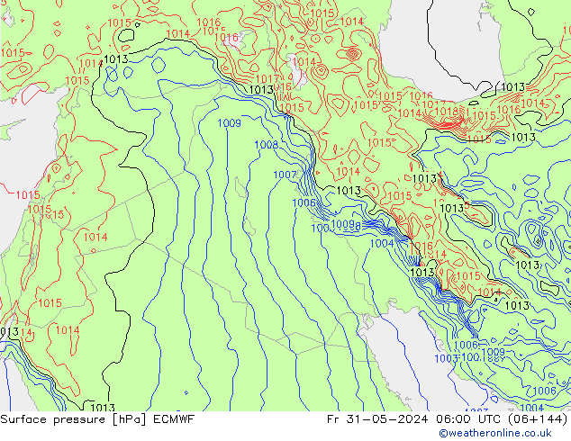 pressão do solo ECMWF Sex 31.05.2024 06 UTC