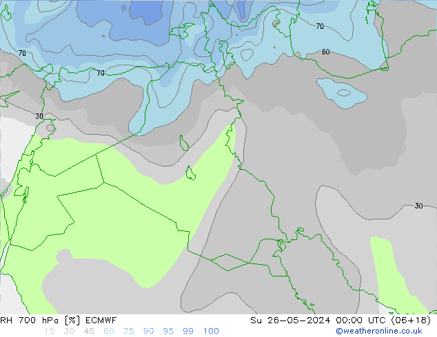 RH 700 hPa ECMWF  26.05.2024 00 UTC