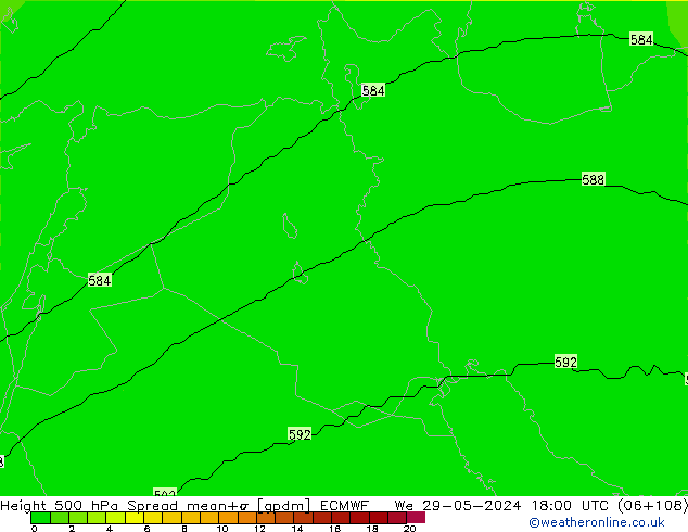 500 hPa Yüksekliği Spread ECMWF Çar 29.05.2024 18 UTC