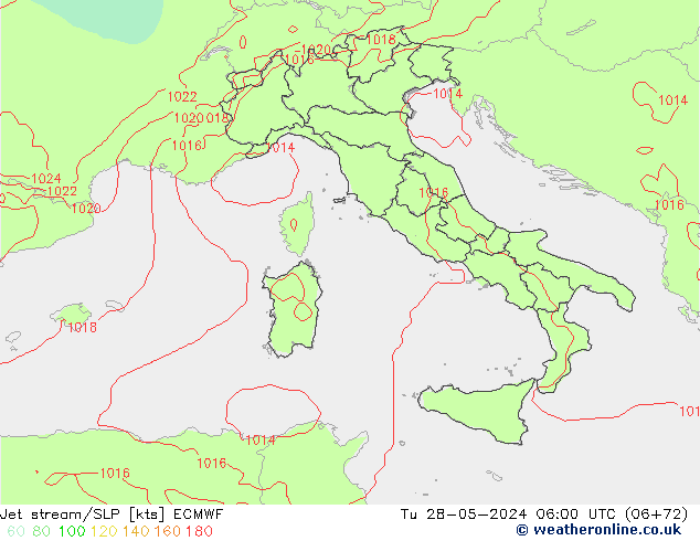 Jet stream/SLP ECMWF Tu 28.05.2024 06 UTC