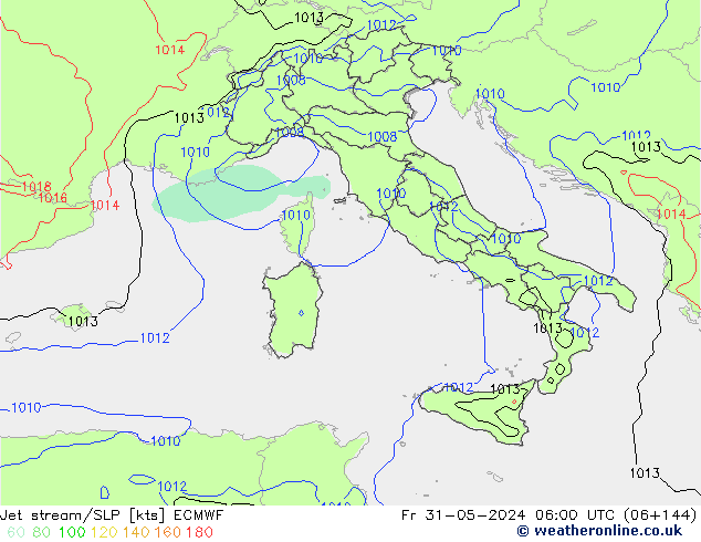 Corriente en chorro ECMWF vie 31.05.2024 06 UTC