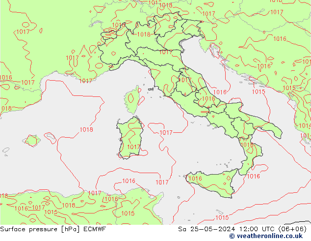 pressão do solo ECMWF Sáb 25.05.2024 12 UTC