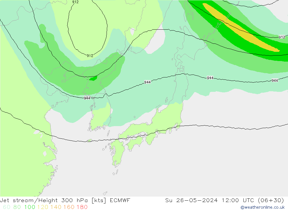 Jet stream/Height 300 hPa ECMWF Su 26.05.2024 12 UTC