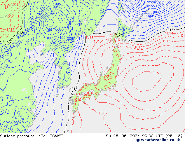 Surface pressure ECMWF Su 26.05.2024 00 UTC