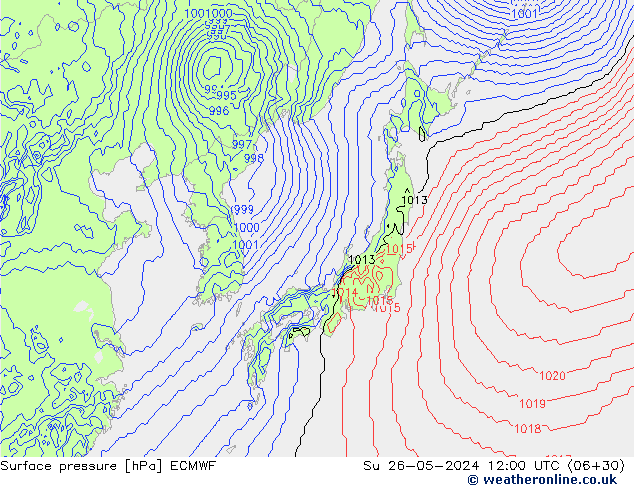 pressão do solo ECMWF Dom 26.05.2024 12 UTC