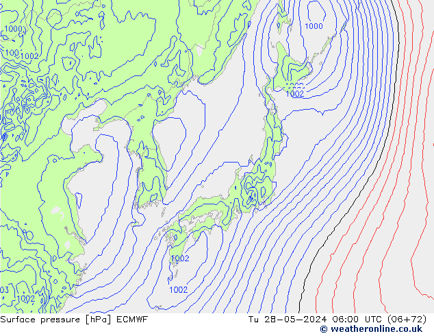 Atmosférický tlak ECMWF Út 28.05.2024 06 UTC