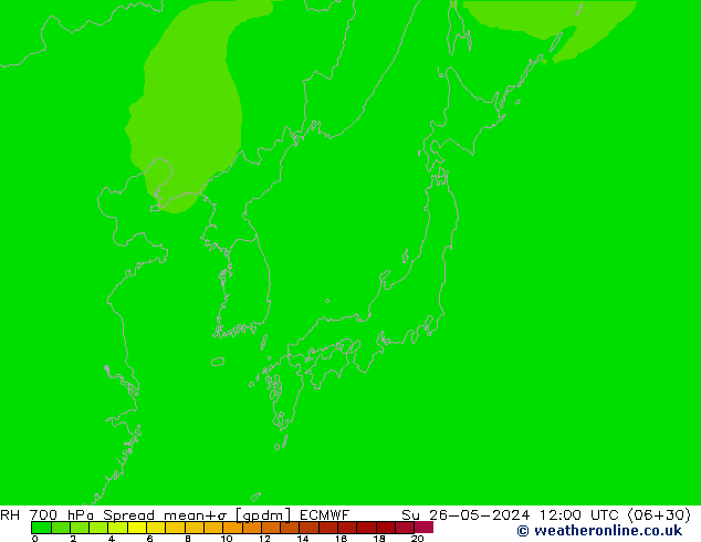 RH 700 hPa Spread ECMWF Su 26.05.2024 12 UTC