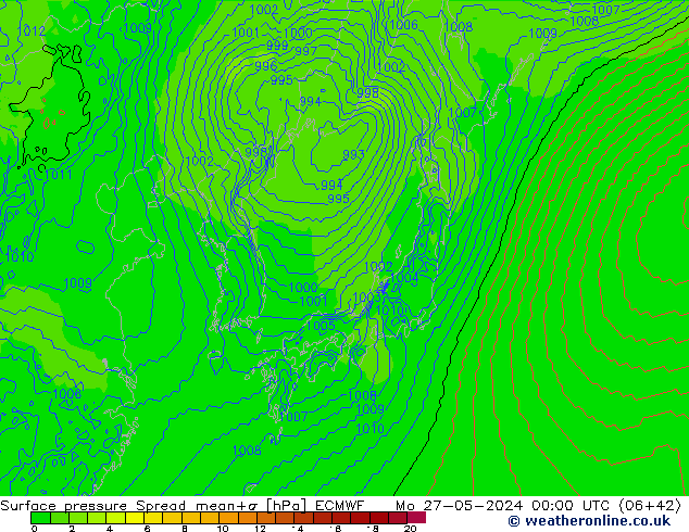 pression de l'air Spread ECMWF lun 27.05.2024 00 UTC