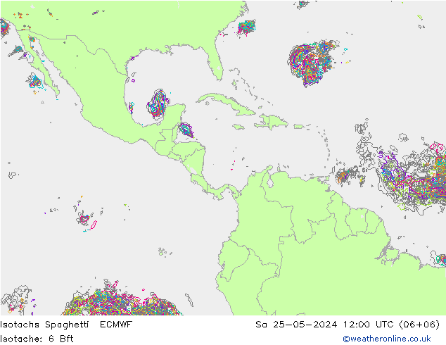 Isotaca Spaghetti ECMWF sáb 25.05.2024 12 UTC